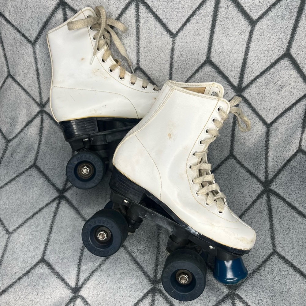 Vintage Skatelite Pacer Roller Derby Retro White Leather Roller Skates